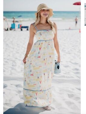 Katydid Yellow Italian Summer Linen Maxi Dress NWT